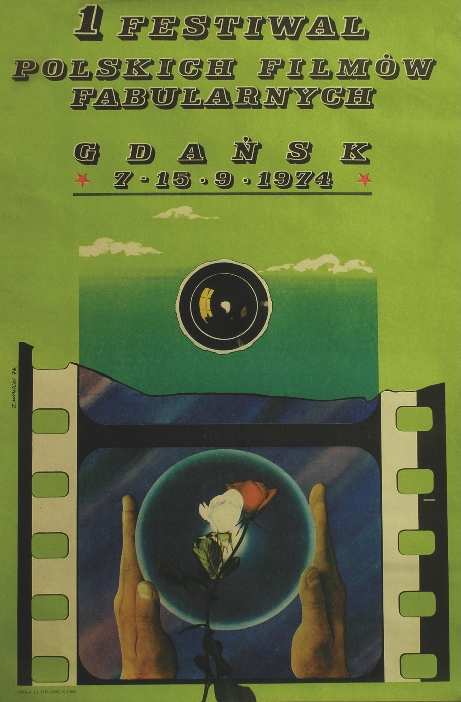 Plakat pierwszej edycji Festiwalu Polskich Filmów Fabularnych. Eksponat wystawy Na fali czasu.